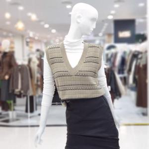 abfz sh06 브이넥 갸름 패턴 니트 조끼 SLBZZ4W31J