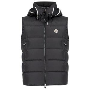 25 FW 몽클레어 집업 후드 다운 피더 질레 베스트 블랙 K20911A0012554A81