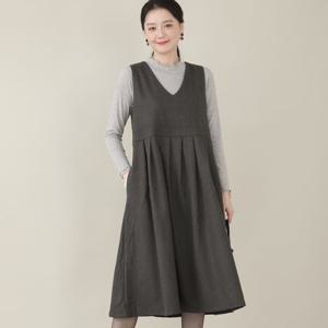 애비뉴투지 엄마옷 브이 플리츠 도톰한 가을 겨울 롱 조끼 원피스 K10554