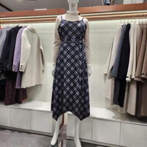 수스 HC04 체크 끈 언발 밑단 원피스 S254BOPB02