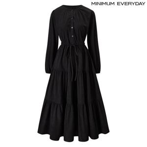 [미니멈][미니멈 에브리데이]셔링 캉캉 스트링 라운드 롱 원피스 (EB4OW009D)