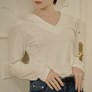 [루브르파리] 핀턱 브이넥 퍼프티 T0004_C