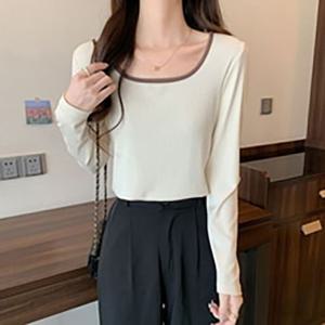 [오너클랜]인기상품 모던 심플 U넥 넥라인 배색 티셔츠 [WFJF5MB