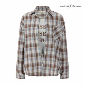[나인식스뉴욕] 레터링 나시 세트 체크 셔츠 (NP9SH008M0)