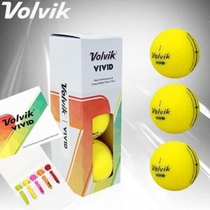 [RGRG]볼빅 비비드 3L 라인골프공 3구 무광 골프티꽂이포함 엘로