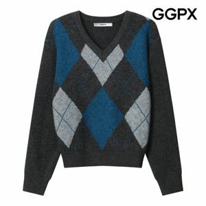 [GGPX] V넥 빅 아가일 니트 (GPAKP024B)