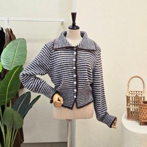 [포커스]FW5J3KC31099_스트라이프 빅카라 가디건