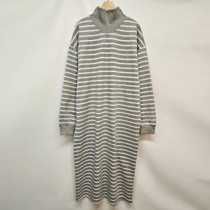 샵앤) 국산 여성 터틀넥 단가라 기모 롱원피스 LL-WDR-5026-그레이