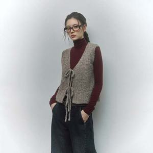 [랩]리본타이 브이넥 니트조끼(AR4KVB60)