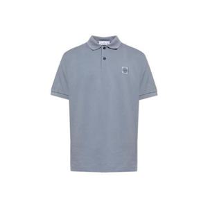 25 FW 스톤 아일랜드 로고 패치 숏슬리브 코튼 폴로셔츠 블루 K1S15220002RS0039