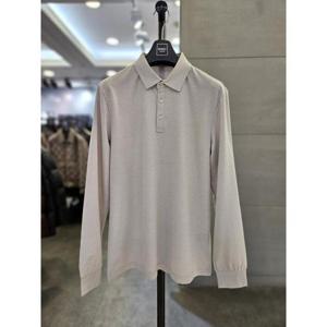 바쏘옴므 세이브존03 바쏘옴므 25 베이지 면 혼방 스트레치 베이직카라 PK 긴팔 티셔츠 WSAFZ5KT23ABGA