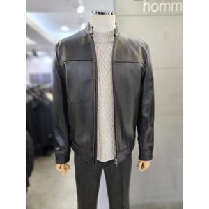 바쏘옴므 세이브존03 바쏘옴므 남자 블랙 가죽 차이나카라 블루종 점퍼 WSAFY3GU19A