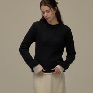 Half neck wool knit top - Navy [BE24WIKN001NY]