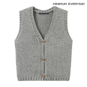 [미니멈][미니멈 에브리데이]울 더플 버튼 브이넥 니트 베스트 (EB4VW003D)