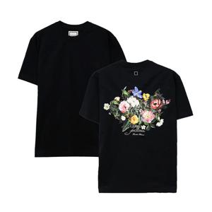 우영미 플라워 백로고 반팔 티셔츠 블랙 W253TS06708B