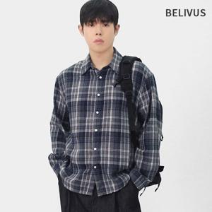 빌리버스 남성 데일리 체크 레이어드 면 컬러 긴팔 셔츠 캐주얼 남방 BRAT128