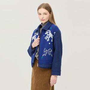 [베네통] 자카드 니트 블록 집업 코트_BACT60561NY