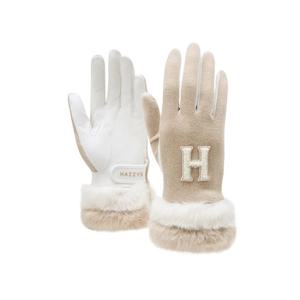 헤지스 골프 여성 25FW 베이지 여성 손목 퍼장식 겨울 골프 장갑 HWGV5F701I1
