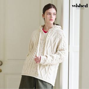 [위시드]꽈배기 패턴 후드 긴팔 니트 (WICDNT027)