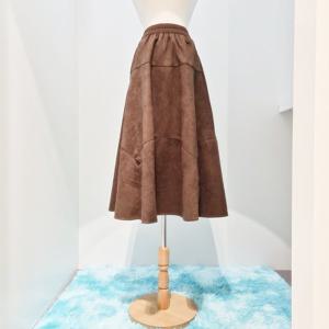 [밸리걸] 스웨이드 허리 밴딩 롱스커트 610681