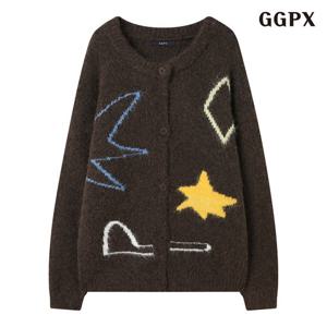 [지지피엑스]드로잉 니트 버튼업 긴팔 오버핏 가디건 (GPDCK043D)