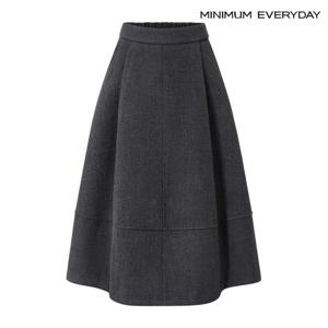[미니멈][미니멈 에브리데이]클래식 핀턱 플레어 뒷 밴딩 미디 스커트 (EB4WH021D)