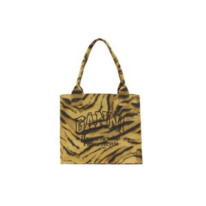 25 FW 가니 여성 카키 라지 지브라 프린트 토트백 252144F049009