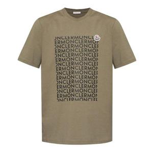 몽클레르 남성 프린트 로고 반팔티 카키 8C0003589AJS823