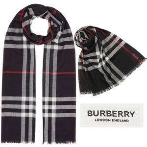 버버리 자이언트 체크 울 실크 스카프 네이비 남여공용 8015406