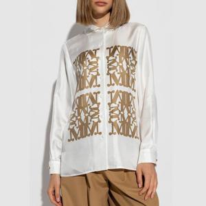 막스마라 FW 레그노 로고 실크 셔츠 화이트 1116094106002