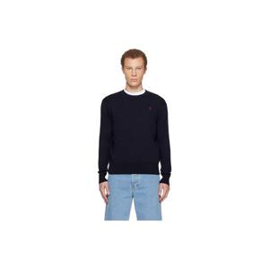 AMI Paris 티셔츠 네이비 울 아미 드 꾀흐 크루넥 스웨터 252482M201008