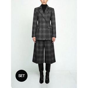 [헤레이스]체크 더블 자켓+7부 바지 셋업_YMSH25FW3034