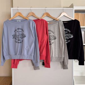 나야홍 / 빅사이즈티 V600L511 빈티지세미크롭맨투맨 TC