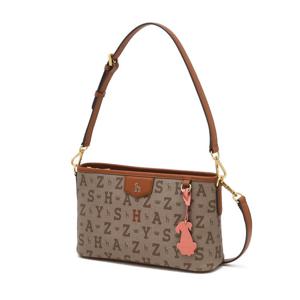 [헤지스]헤지스 브라운 이니셜로고 가죽 숄더백 WIBA4F041W2