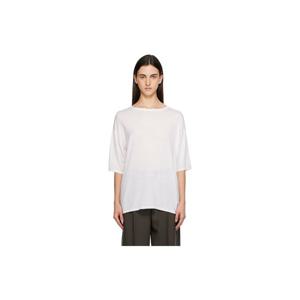 토템 티셔츠 화이트 롱라인 니트 티셔츠 252771F110017