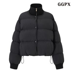 [GGPX]니트 배색 집업 하이넥 하프 패딩 점퍼 (GPDJJ032D)