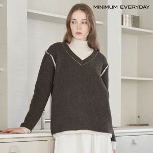 [미니멈][미니멈 에브리데이]브이넥 레이어드 배색 절개 라인 울 니트 (EB4KT048D)