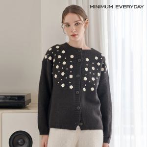 [미니멈][미니멈 에브리데이]라운드넥 플라워 패턴 니트 가디건 (EB4CK059D)
