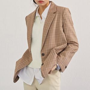 [미쏘]체크 오버핏 싱글 자켓 (MIWJKA901C-T)