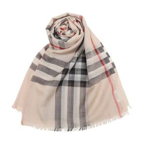 버버리 쉬폰 스카프 라이트 체크 울 실크 머플러 스톤 8078782