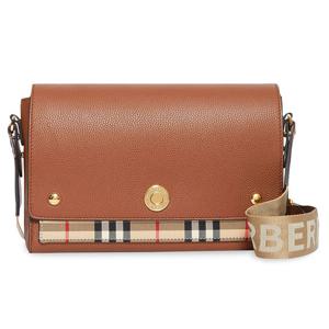 [버버리] 레더 빈티지 체크 노트 크로스백 탠 8021111