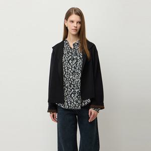 [시슬리] 울 블렌드 이중지 숄 가디건_SAKC40561BK