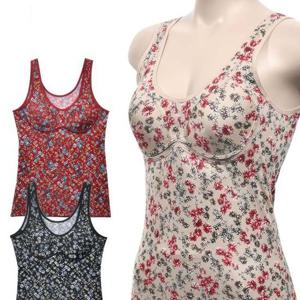 락센스 플라워 나염 노와이어 심리스 브라런닝 케미솔