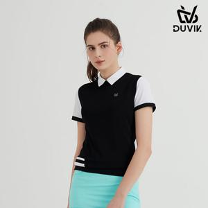 듀빅 여성 배색 라인포인트 니트 베스트 DC2WSW002BK