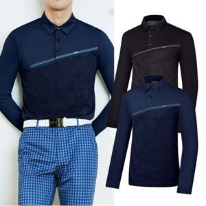 비티알 BTR 남성 골프웨어 봄 긴팔 사선 배색 카라 티셔츠