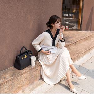 [나크21] 여성스러운 플리츠 롱 원피스 NK31-O-10