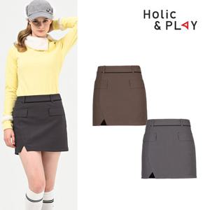 홀릭앤플레이 여성 슬릿 본딩 큐롯 스커트-HB4WCU001