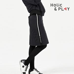 홀릭앤플레이 여성 롱 패딩 큐롯 스커트-HB4WCU003BK