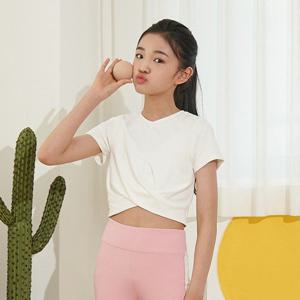 [요가피기](YP40222)센터 포인트 숏 슬리브_퓨어화이트