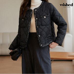 라인 트위드 배색 페미닌 패딩 점퍼 (WIADJP028)